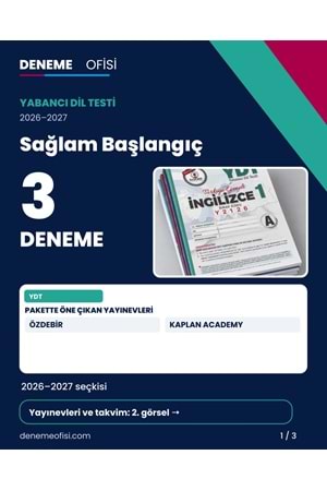 Sağlam Başlangıç 3'lü YDT Deneme Paketi – Seçenek 1 (2026–2027)