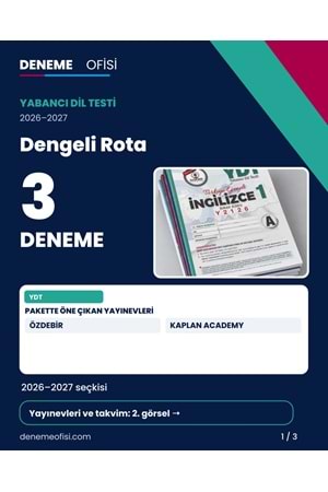 Dengeli Rota 3'lü YDT Deneme Paketi – Seçenek 2 (2026–2027)