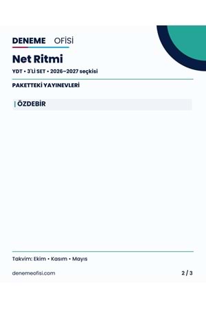 Net Ritmi 3'lü YDT Deneme Paketi – Seçenek 3 (2026–2027)