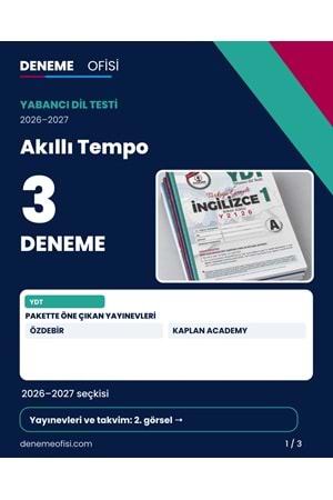 Akıllı Tempo 3'lü YDT Deneme Paketi – Seçenek 6 (2026–2027)