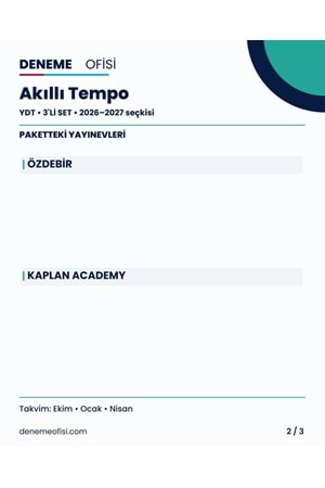 Akıllı Tempo 3'lü YDT Deneme Paketi – Seçenek 6 (2026–2027)