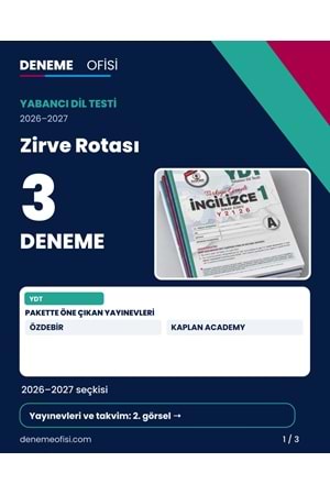 Zirve Rotası 3'lü YDT Deneme Paketi – Seçenek 7 (2026–2027)