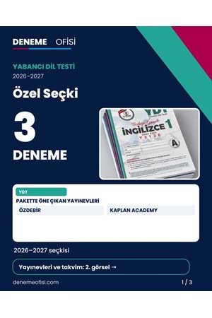 Özel Seçki 3'lü YDT Deneme Paketi – Seçenek 9 (2026–2027)