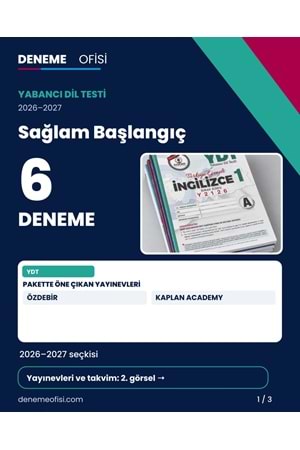 Sağlam Başlangıç 6'lı YDT Deneme Paketi – Seçenek 1 (2026–2027)