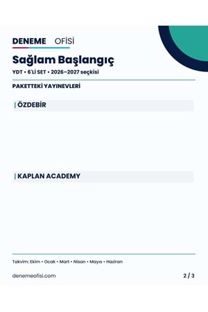 Sağlam Başlangıç 6'lı YDT Deneme Paketi – Seçenek 1 (2026–2027)
