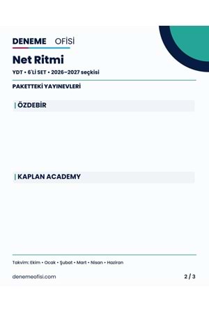 Net Ritmi 6'lı YDT Deneme Paketi – Seçenek 3 (2026–2027)