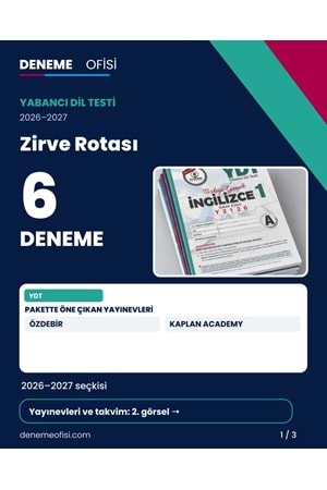 Zirve Rotası 6'lı YDT Deneme Paketi – Seçenek 7 (2026–2027)