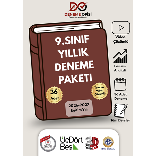 9.SINIF YILLIK 36'LI DENEME PAKETİ (2026-2027)