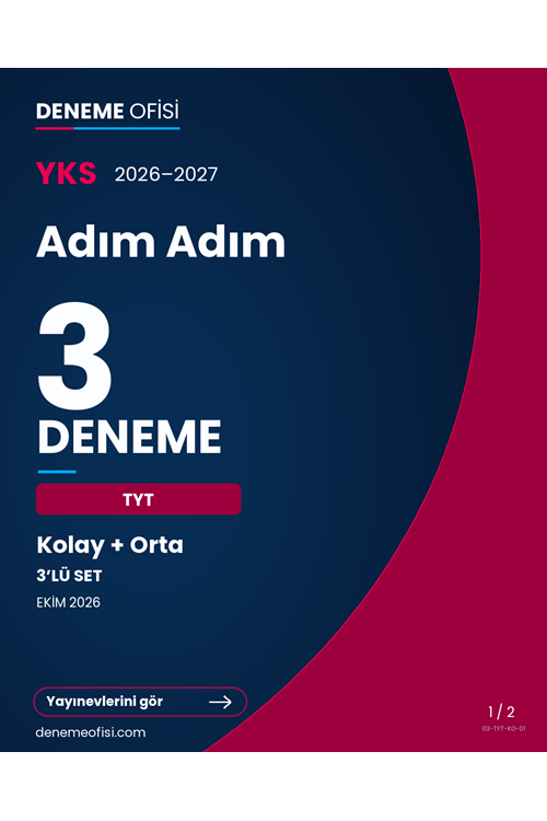 Adım Adım 3'lü TYT Deneme Paketi – Kolay + Orta – Seçenek 1 (2026–2027)