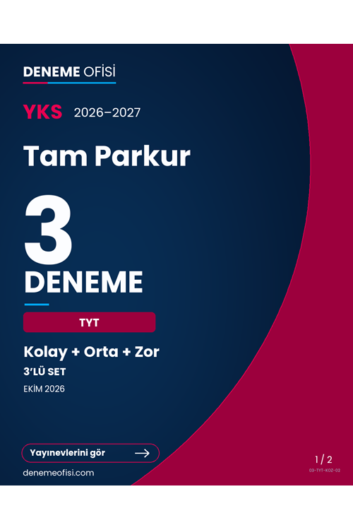 Tam Parkur 3'lü TYT Deneme Paketi – Kolay + Orta + Zor – Seçenek 2 (2026–2027)