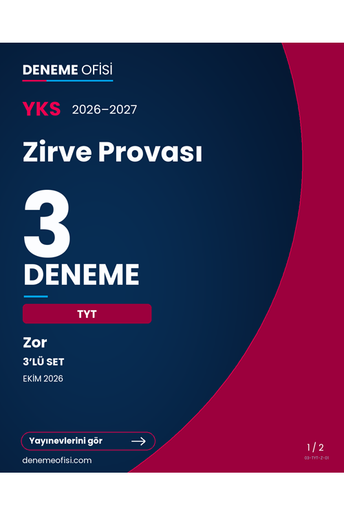 Zirve Provası 3'lü TYT Deneme Paketi – Zor – Seçenek 1 (2026–2027)