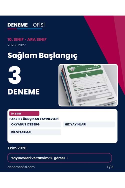 Sağlam Başlangıç 3'lü 10. Sınıf Deneme Paketi – Seçenek 1 (2026–2027)