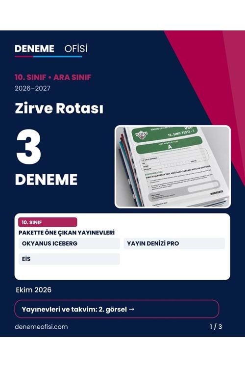 Zirve Rotası 3'lü 10. Sınıf Deneme Paketi – Seçenek 7 (2026–2027)