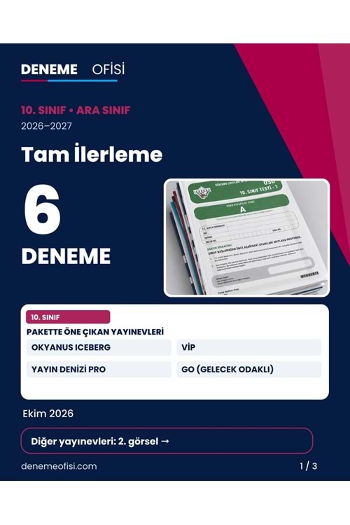 Tam İlerleme 6'lı 10. Sınıf Deneme Paketi – Seçenek 8 (2026–2027)