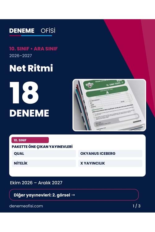 Net Ritmi 18'li 10. Sınıf Deneme Paketi – Seçenek 3 (2026–2027)