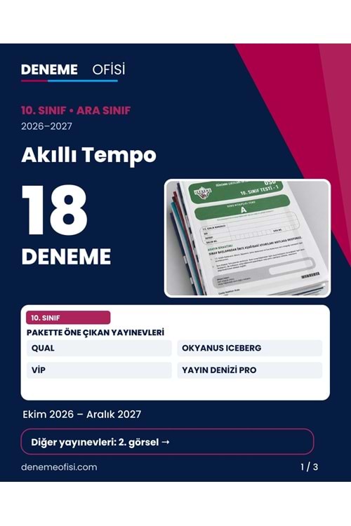 Akıllı Tempo 18'li 10. Sınıf Deneme Paketi – Seçenek 6 (2026–2027)