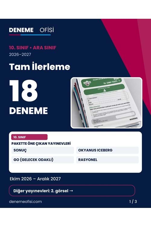 Tam İlerleme 18'li 10. Sınıf Deneme Paketi – Seçenek 8 (2026–2027)