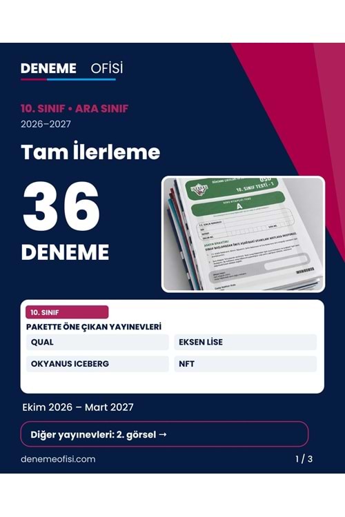 Tam İlerleme 36'lı 10. Sınıf Deneme Paketi – Seçenek 8 (2026–2027)