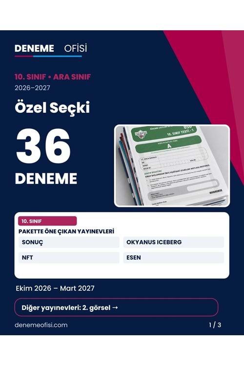 Özel Seçki 36'lı 10. Sınıf Deneme Paketi – Seçenek 9 (2026–2027)