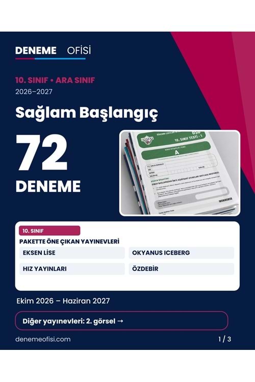 Sağlam Başlangıç 72'li 10. Sınıf Deneme Paketi – Seçenek 1 (2026–2027)