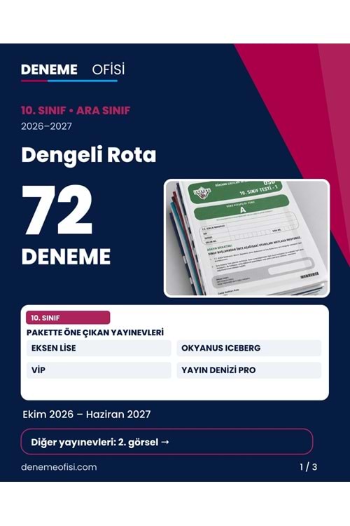 Dengeli Rota 72'li 10. Sınıf Deneme Paketi – Seçenek 2 (2026–2027)