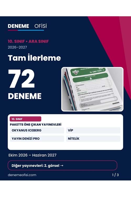 Tam İlerleme 72'li 10. Sınıf Deneme Paketi – Seçenek 8 (2026–2027)