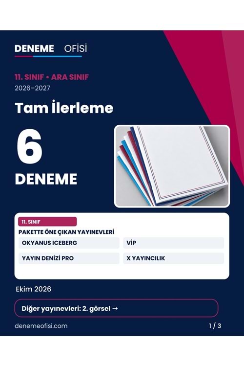 Tam İlerleme 6'lı 11. Sınıf Deneme Paketi – Seçenek 8 (2026–2027)