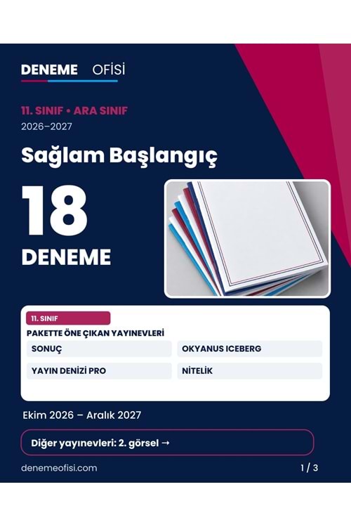Sağlam Başlangıç 18'li 11. Sınıf Deneme Paketi – Seçenek 1 (2026–2027)