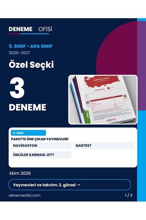 Özel Seçki 3'lü 5. Sınıf Deneme Paketi – Seçenek 9 (2026–2027)