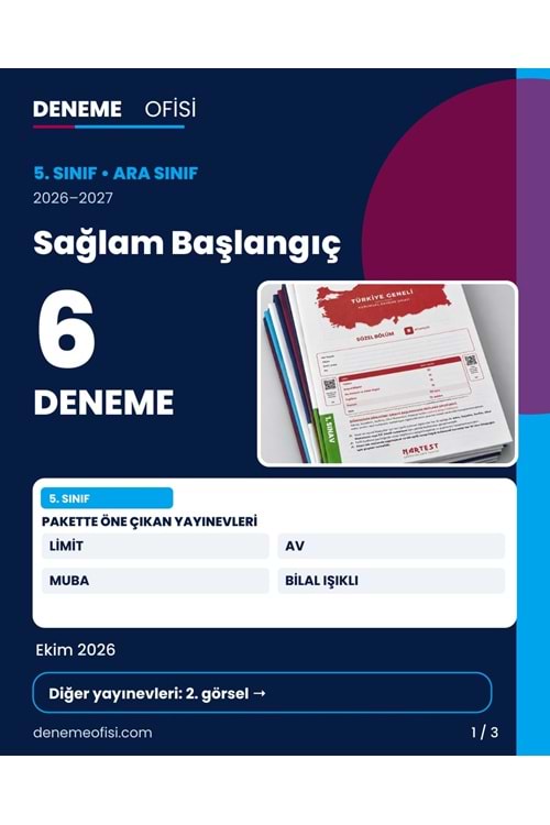Sağlam Başlangıç 6'lı 5. Sınıf Deneme Paketi – Seçenek 1 (2026–2027)