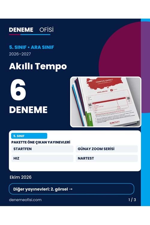 Akıllı Tempo 6'lı 5. Sınıf Deneme Paketi – Seçenek 6 (2026–2027)
