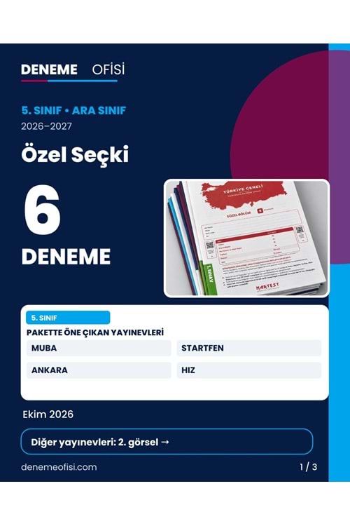 Özel Seçki 6'lı 5. Sınıf Deneme Paketi – Seçenek 9 (2026–2027)