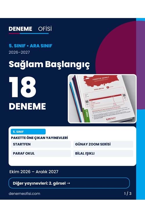 Sağlam Başlangıç 18'li 5. Sınıf Deneme Paketi – Seçenek 1 (2026–2027)