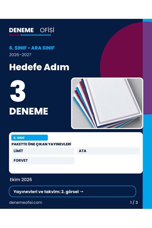 Hedefe Adım 3'lü 6. Sınıf Deneme Paketi – Seçenek 4 (2026–2027)