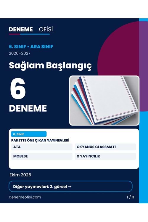 Sağlam Başlangıç 6'lı 6. Sınıf Deneme Paketi – Seçenek 1 (2026–2027)