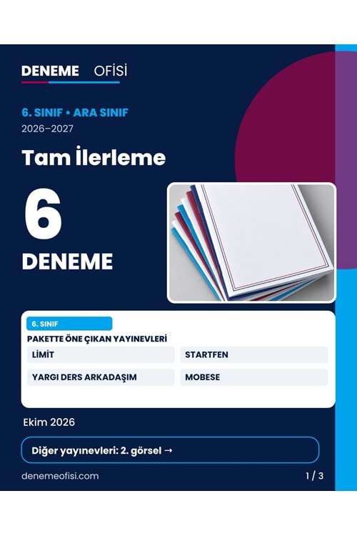 Tam İlerleme 6'lı 6. Sınıf Deneme Paketi – Seçenek 8 (2026–2027)