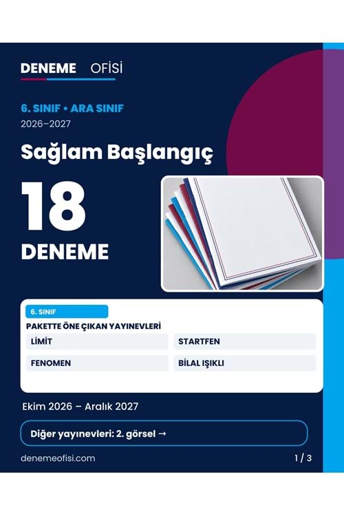 Sağlam Başlangıç 18'li 6. Sınıf Deneme Paketi – Seçenek 1 (2026–2027)