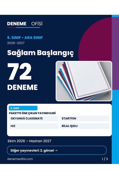 Sağlam Başlangıç 72'li 6. Sınıf Deneme Paketi – Seçenek 1 (2026–2027)