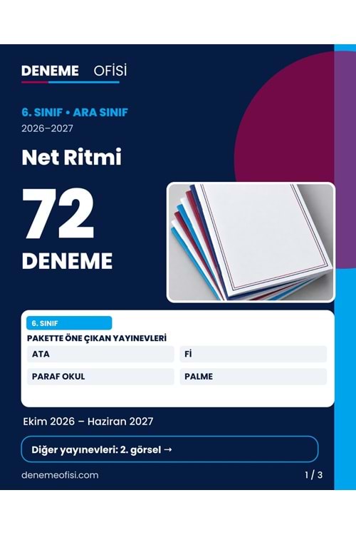 Net Ritmi 72'li 6. Sınıf Deneme Paketi – Seçenek 3 (2026–2027)