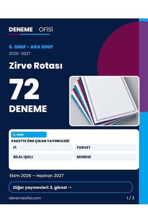 Zirve Rotası 72'li 6. Sınıf Deneme Paketi – Seçenek 7 (2026–2027)