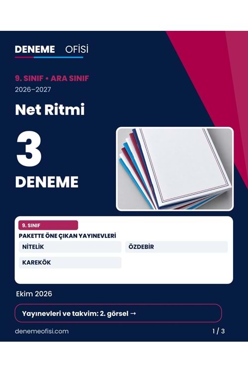 Net Ritmi 3'lü 9. Sınıf Deneme Paketi – Seçenek 3 (2026–2027)