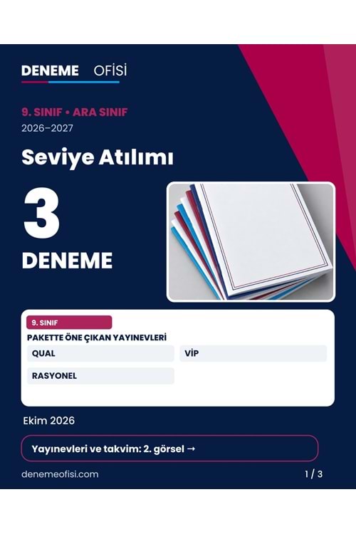 Seviye Atılımı 3'lü 9. Sınıf Deneme Paketi – Seçenek 5 (2026–2027)