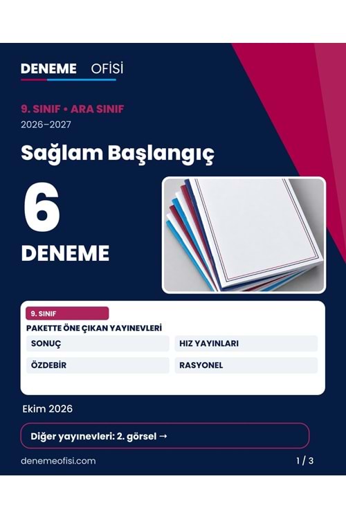 Sağlam Başlangıç 6'lı 9. Sınıf Deneme Paketi – Seçenek 1 (2026–2027)