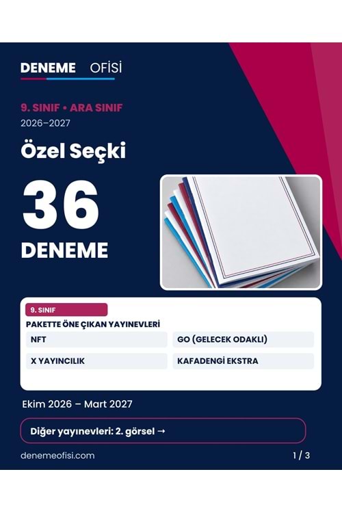 Özel Seçki 36'lı 9. Sınıf Deneme Paketi – Seçenek 9 (2026–2027)