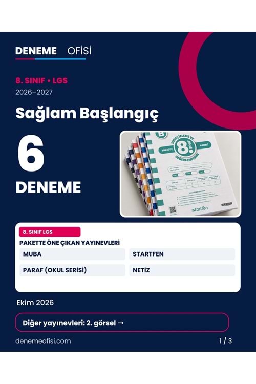 Sağlam Başlangıç 6'lı 8. Sınıf LGS Deneme Paketi – Seçenek 1 (2026–2027)