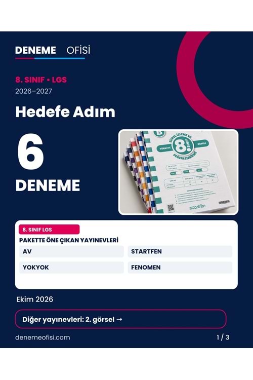 Hedefe Adım 6'lı 8. Sınıf LGS Deneme Paketi – Seçenek 4 (2026–2027)