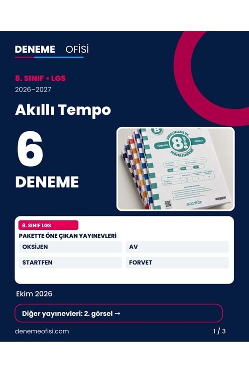 Akıllı Tempo 6'lı 8. Sınıf LGS Deneme Paketi – Seçenek 6 (2026–2027)