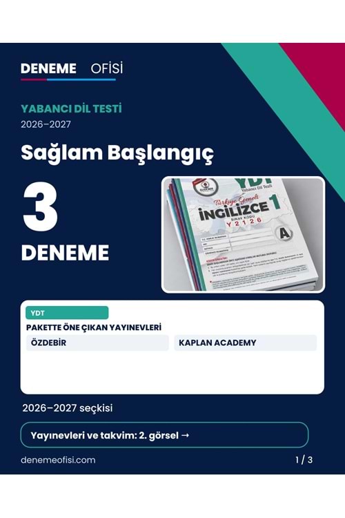 Sağlam Başlangıç 3'lü YDT Deneme Paketi – Seçenek 1 (2026–2027)