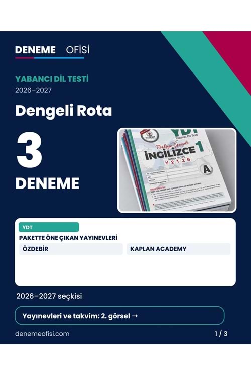 Dengeli Rota 3'lü YDT Deneme Paketi – Seçenek 2 (2026–2027)