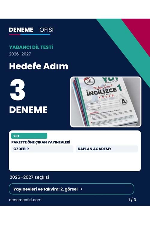 Hedefe Adım 3'lü YDT Deneme Paketi – Seçenek 4 (2026–2027)